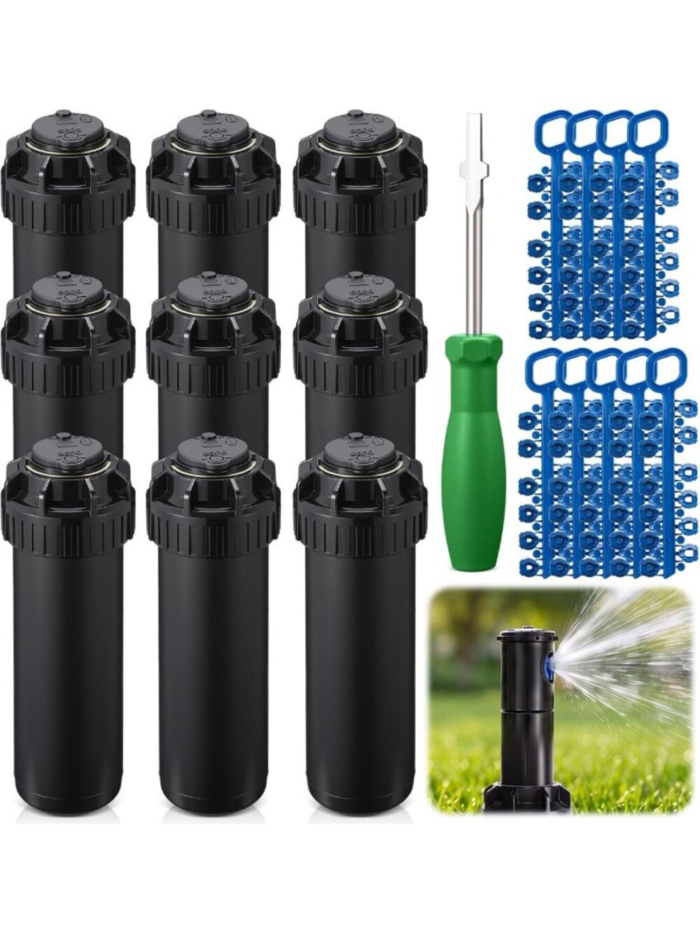 9 Pack Rotor Sprinkler Heads for 5000 Series - Adjustable, Durable, Easy Install